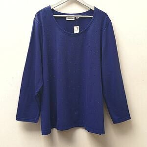 Avenue Beaded Long Sleeve Sweater Top Women's Plus Size 26/28